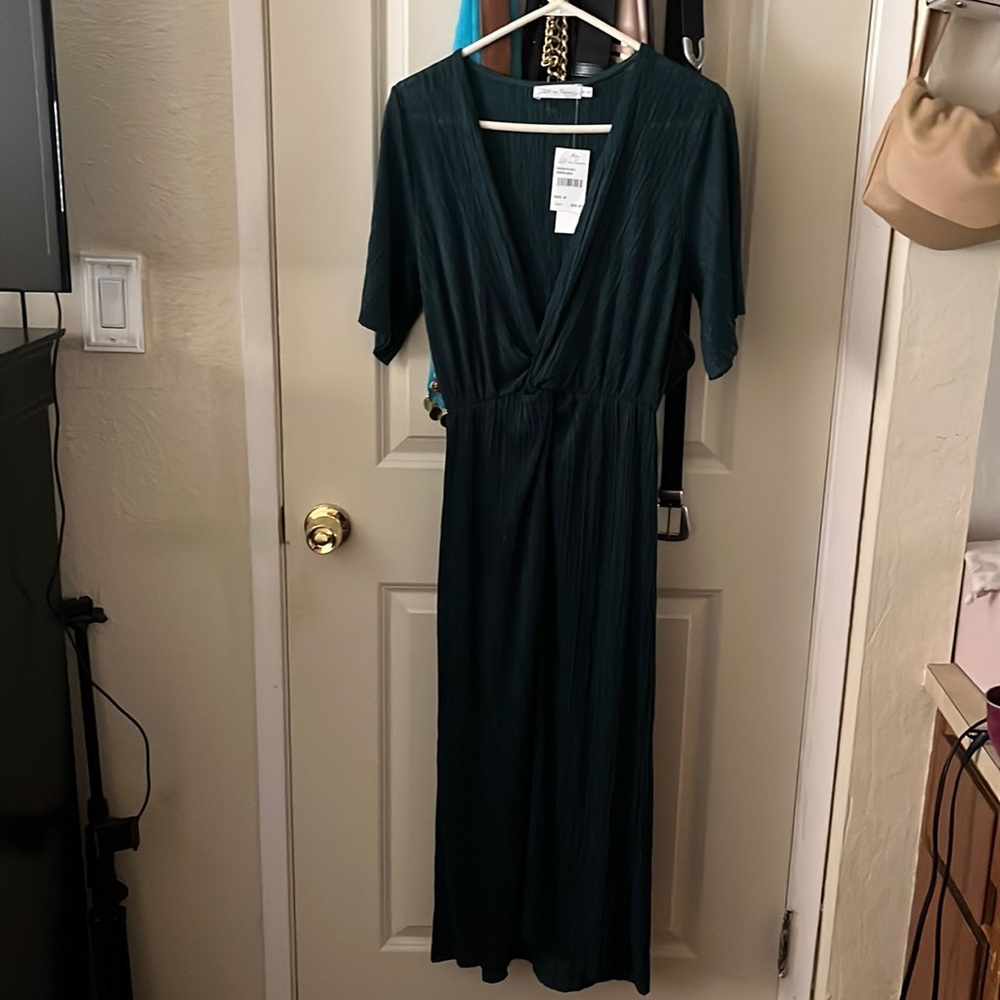 COPY - “All In Favor” Green Long Wrap Dress with Slit
